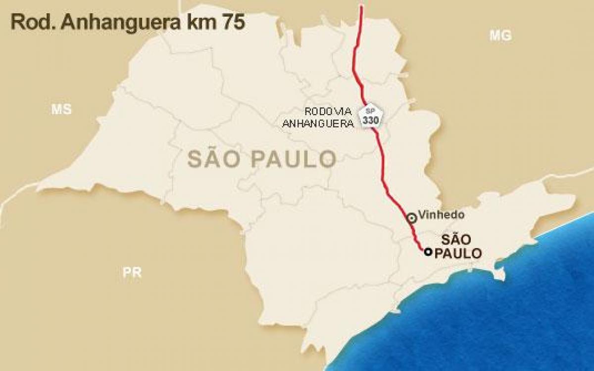 Mapa Anhanguera dálnice - SP 330