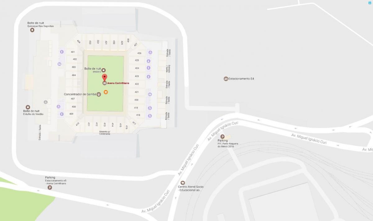 Mapa Arena Corinthians - Přístup
