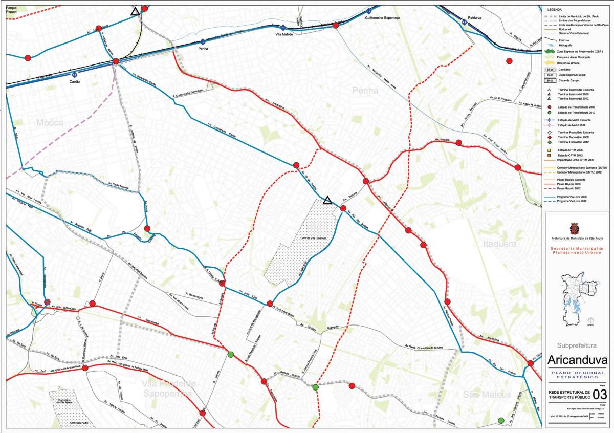 Mapa Aricanduva-Vila Formosa São Paulo - Veřejné dopravě