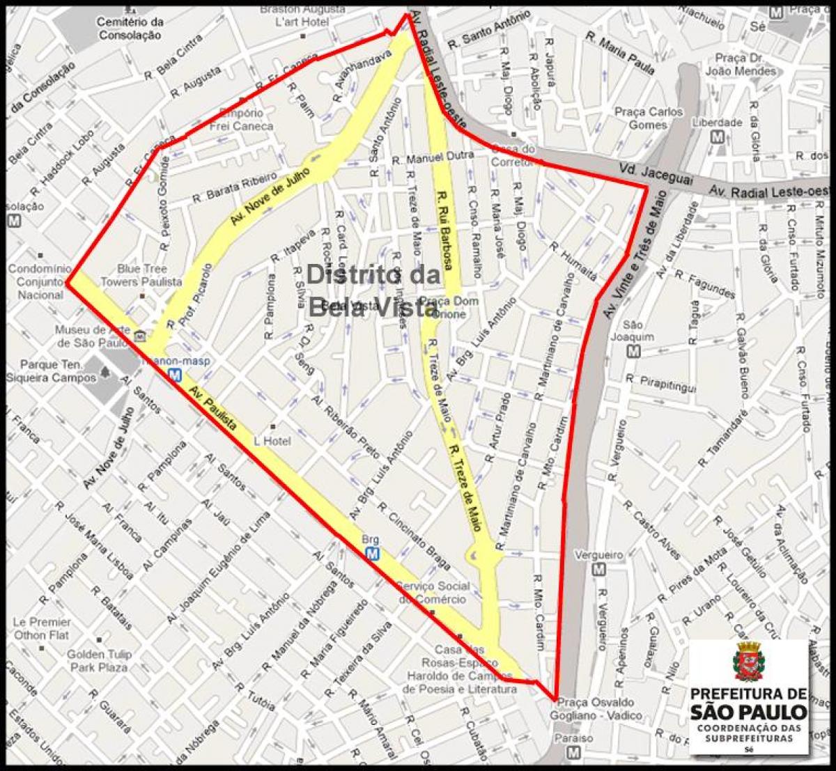 Mapa Bela Vista v São Paulo