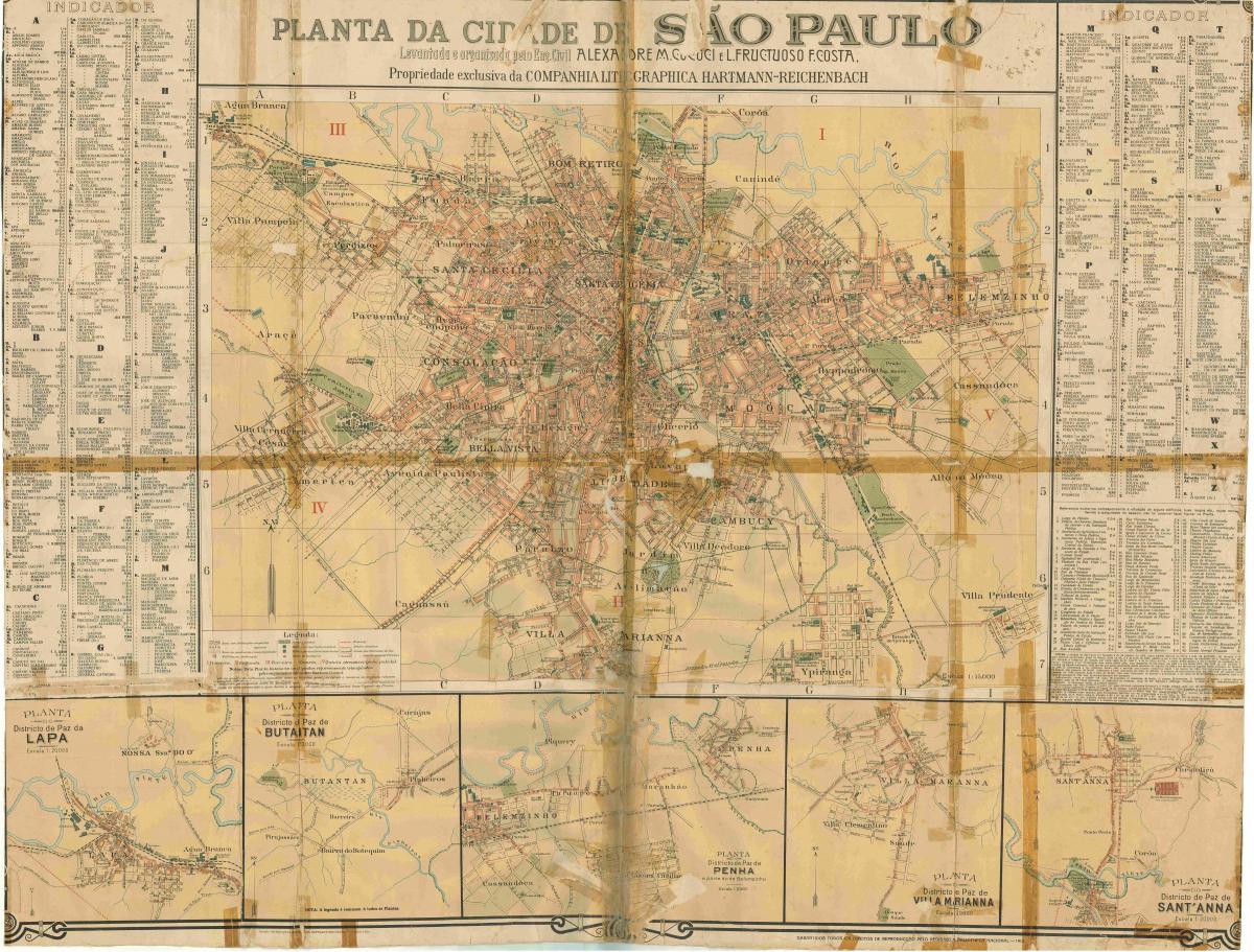 Mapa bývalého São Paulo - 1913