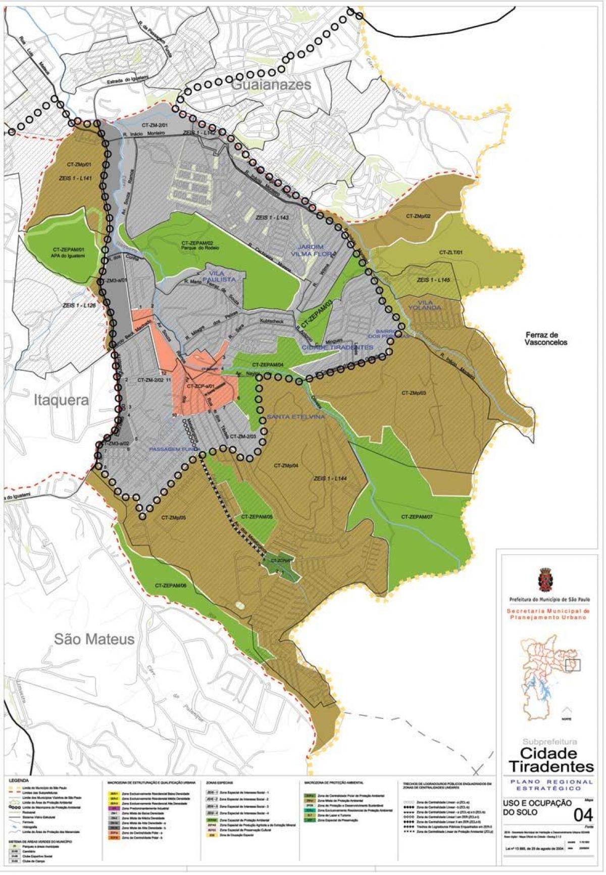 Mapa Cidade Pláže São Paulo - zábor půdy
