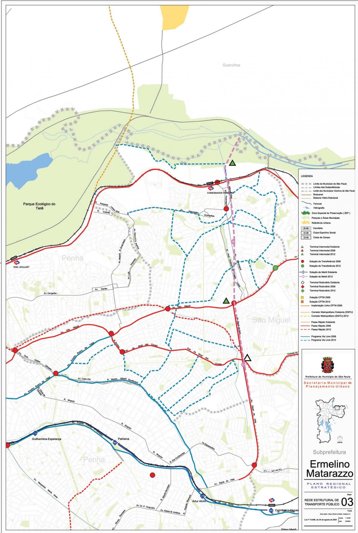 Mapa Ermelino Matarazzo São Paulo - Veřejné dopravě