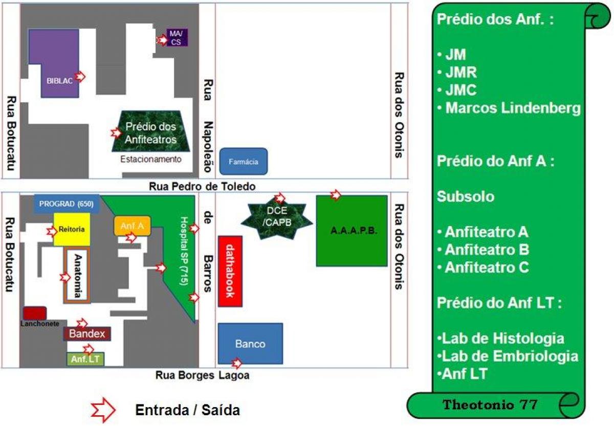 Mapa federální univerzita São Paulo - UNIFESP