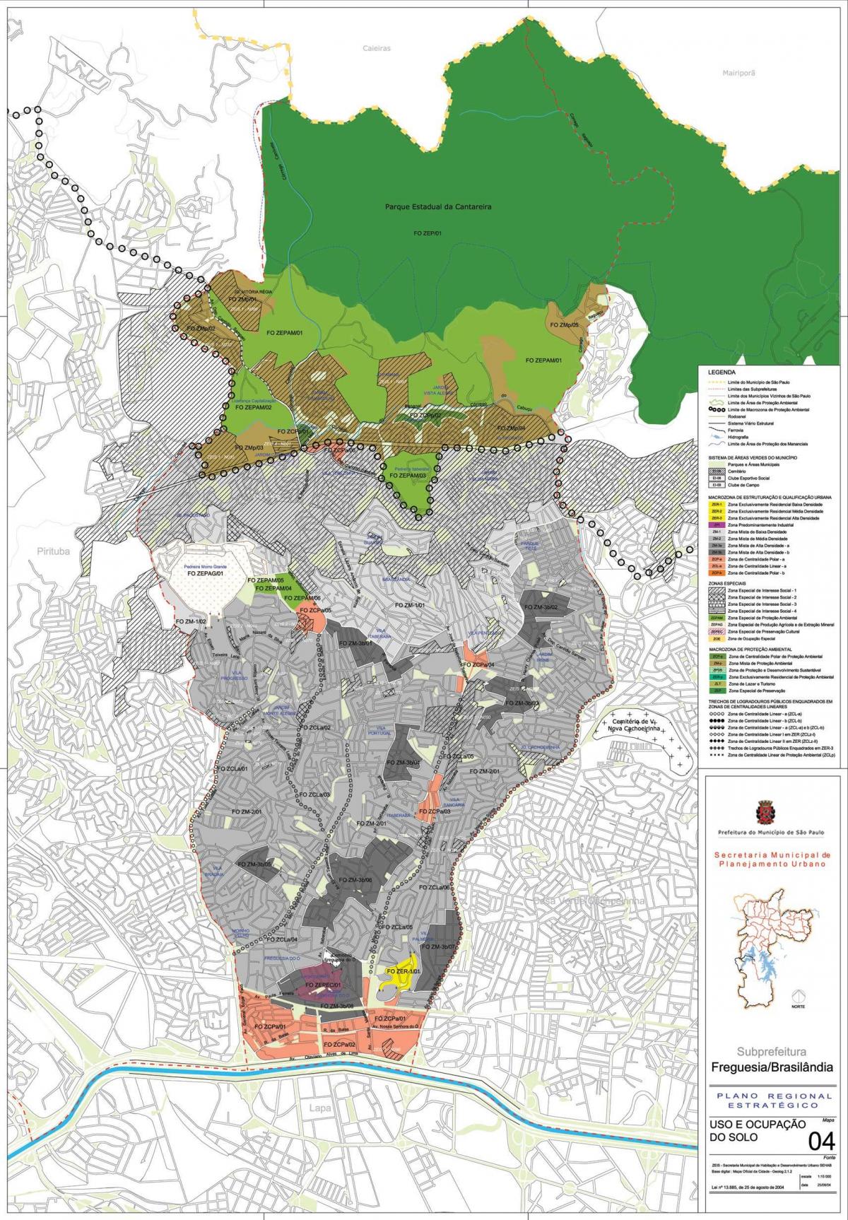Mapa Freguesia dělat Ó, São Paulo - zábor půdy