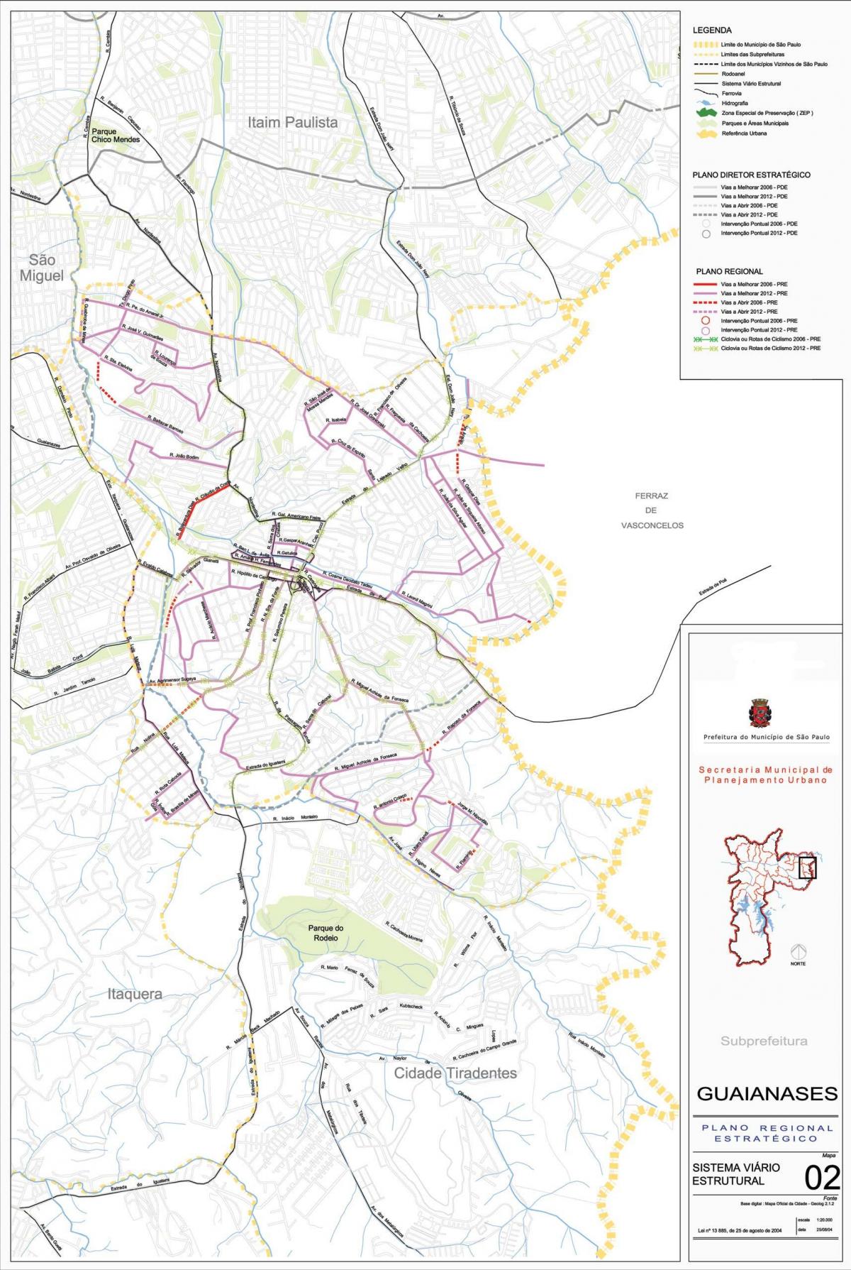 Mapa Guaianases São Paulo - Silnice