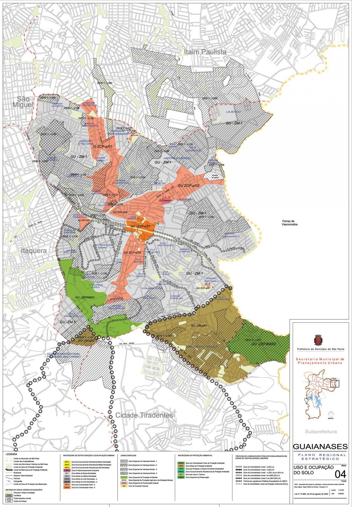 Mapa Guaianases São Paulo - zábor půdy