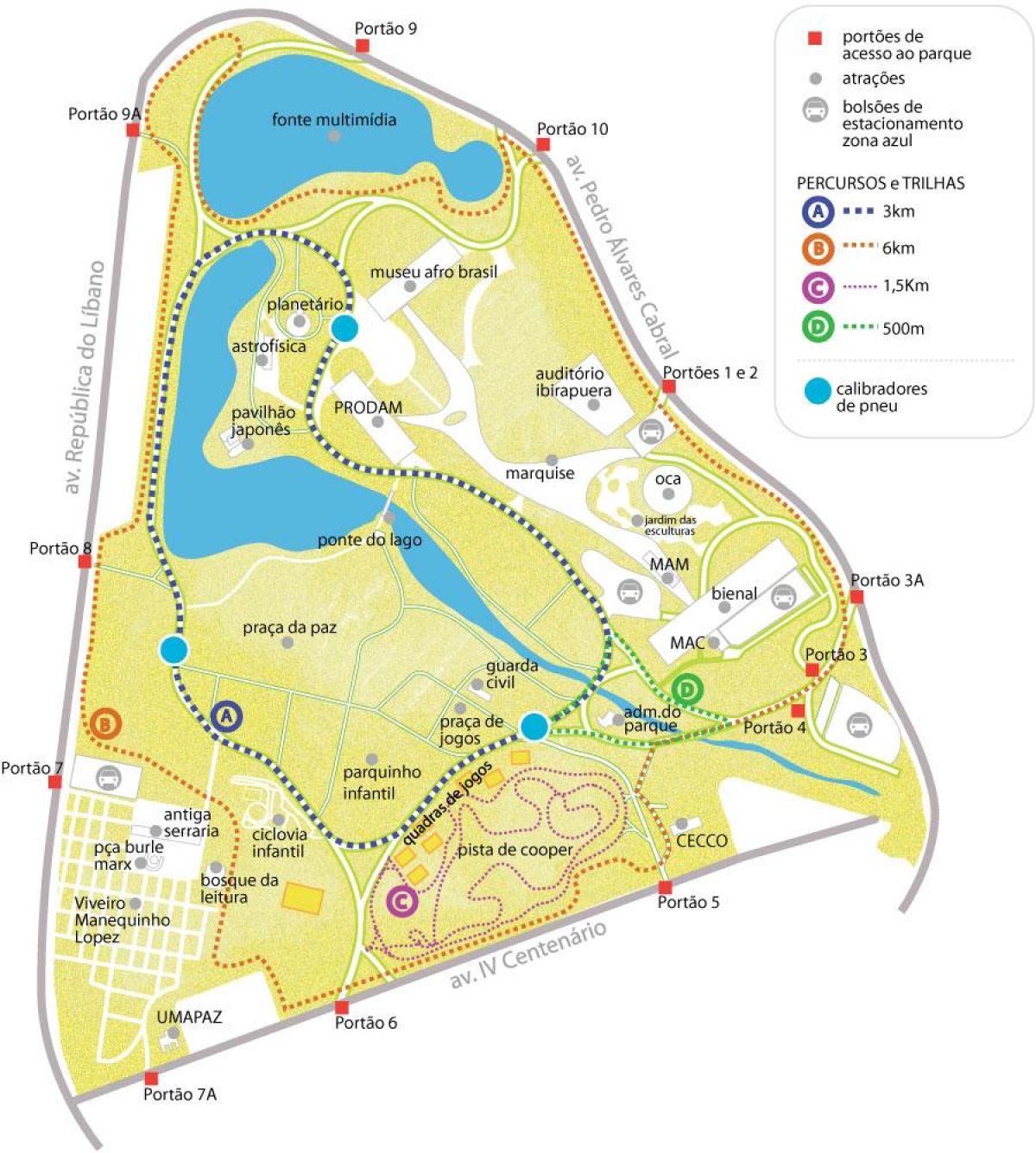 Mapa Ibirapuera park