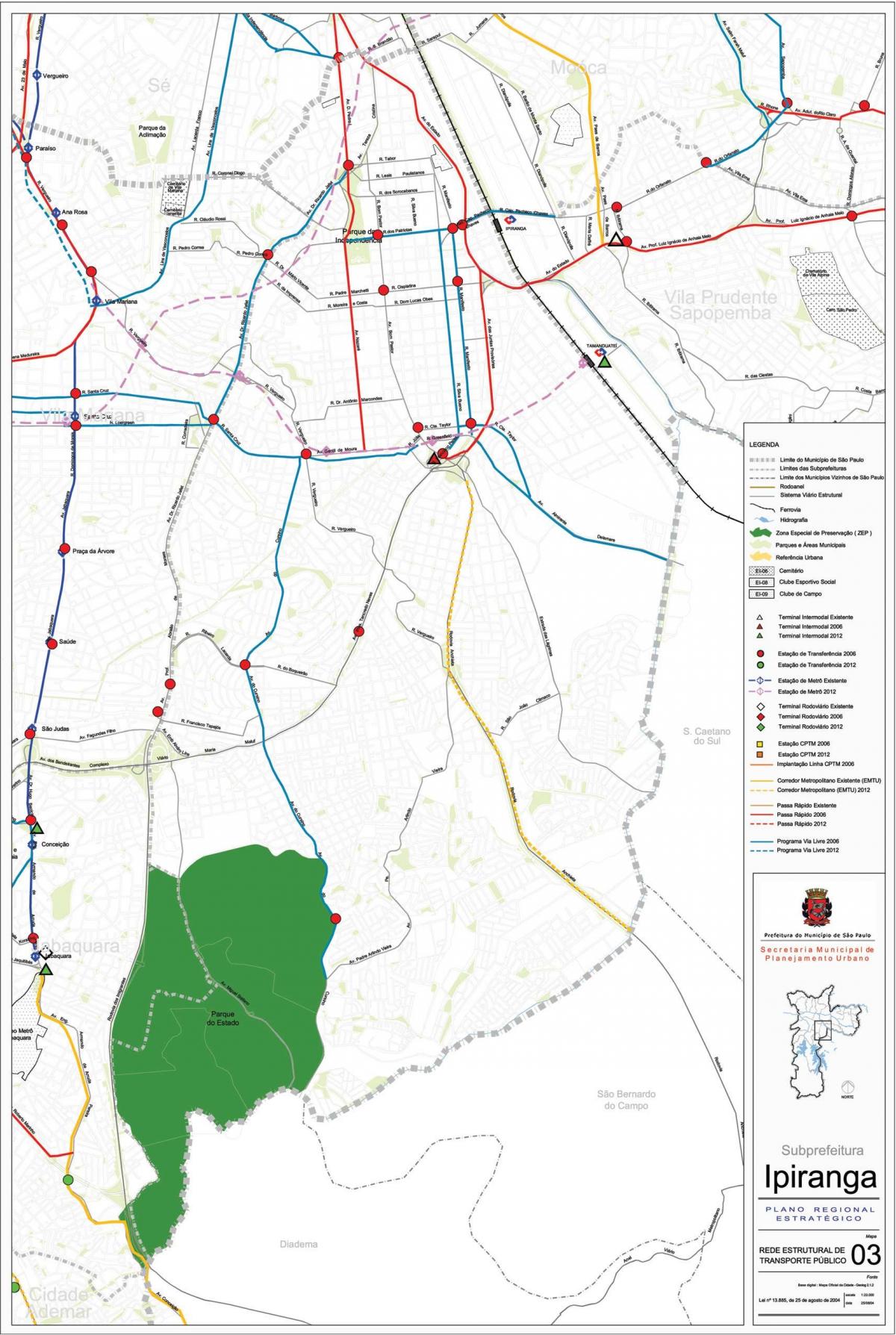 Mapa Ipiranga São Paulo - Veřejné dopravě