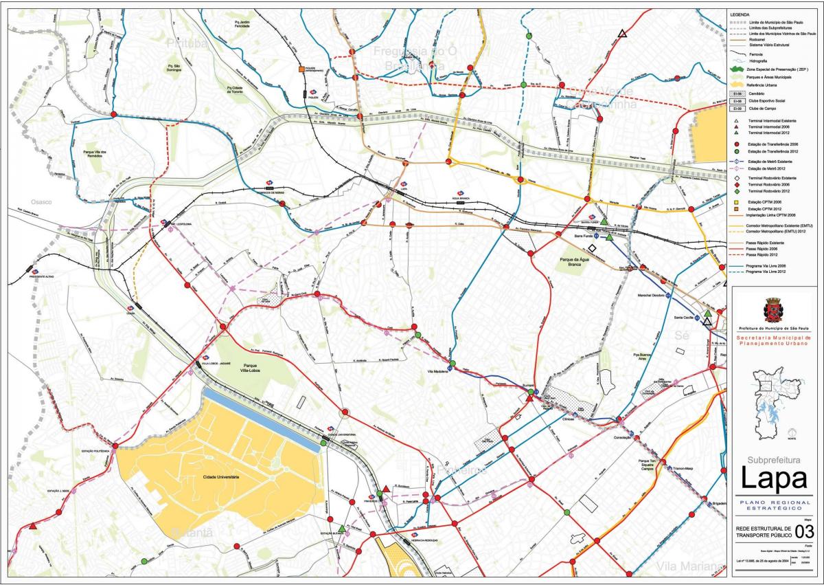 Mapa Lapa São Paulo - Veřejné dopravě