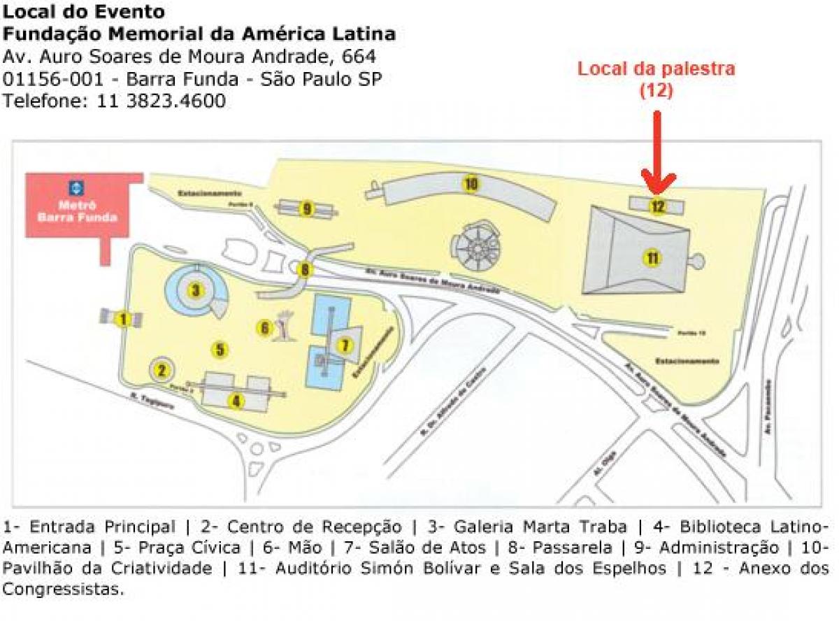 Mapa latinské Ameriky Memorial São Paulo