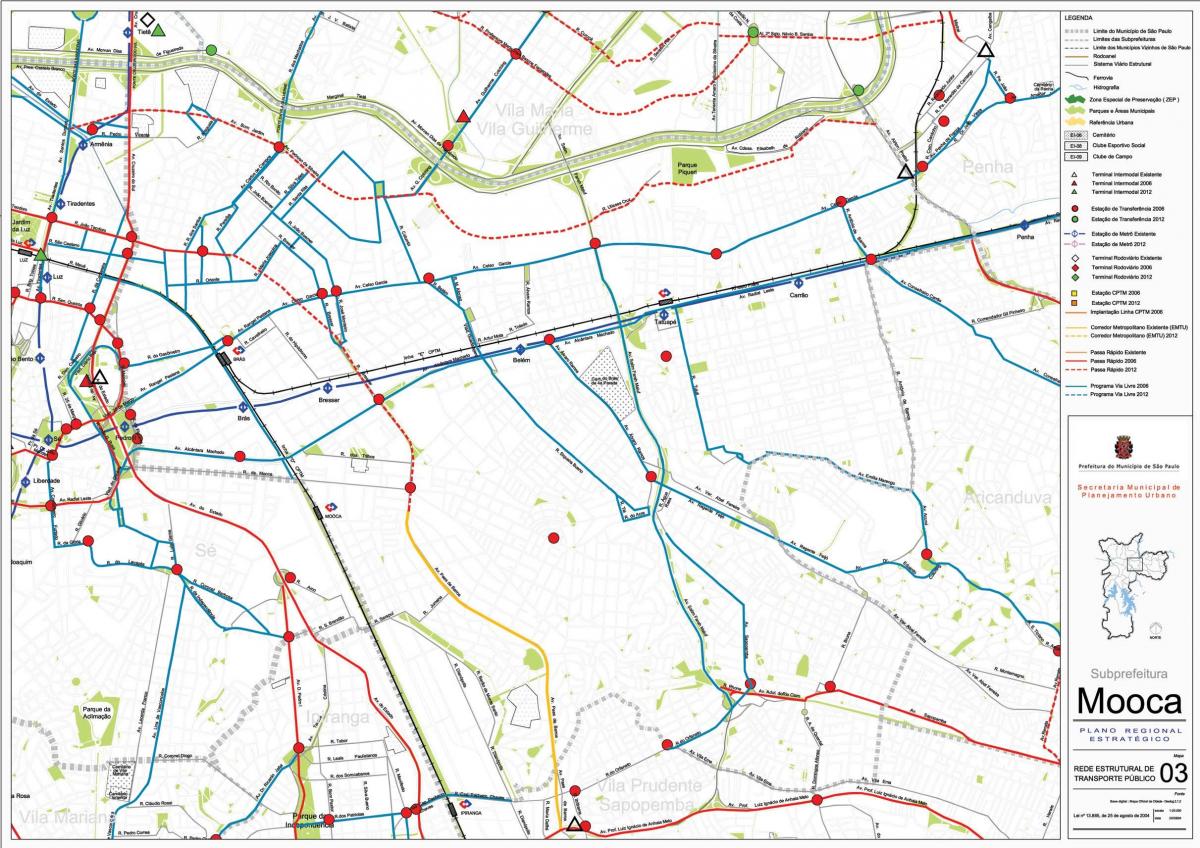 Mapa Mooca São Paulo - Veřejné dopravě