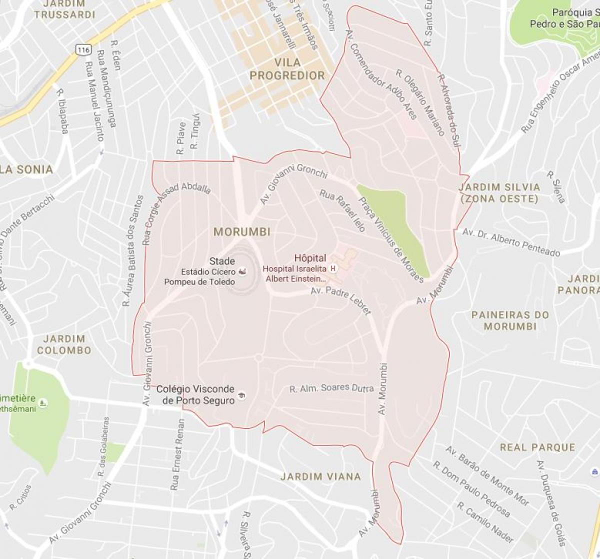 Mapa okolí morumbi v São Paulo