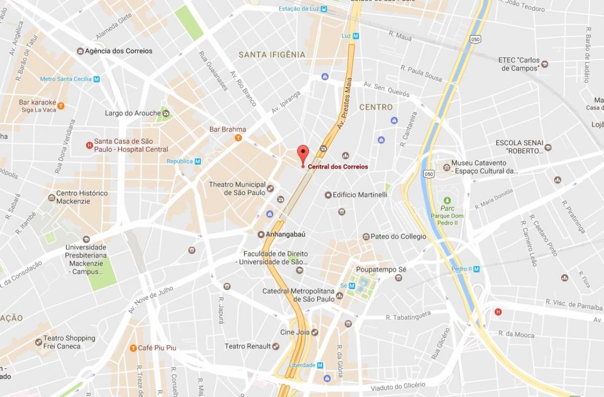 Mapa Palácio dos společnosti correios São Paulo