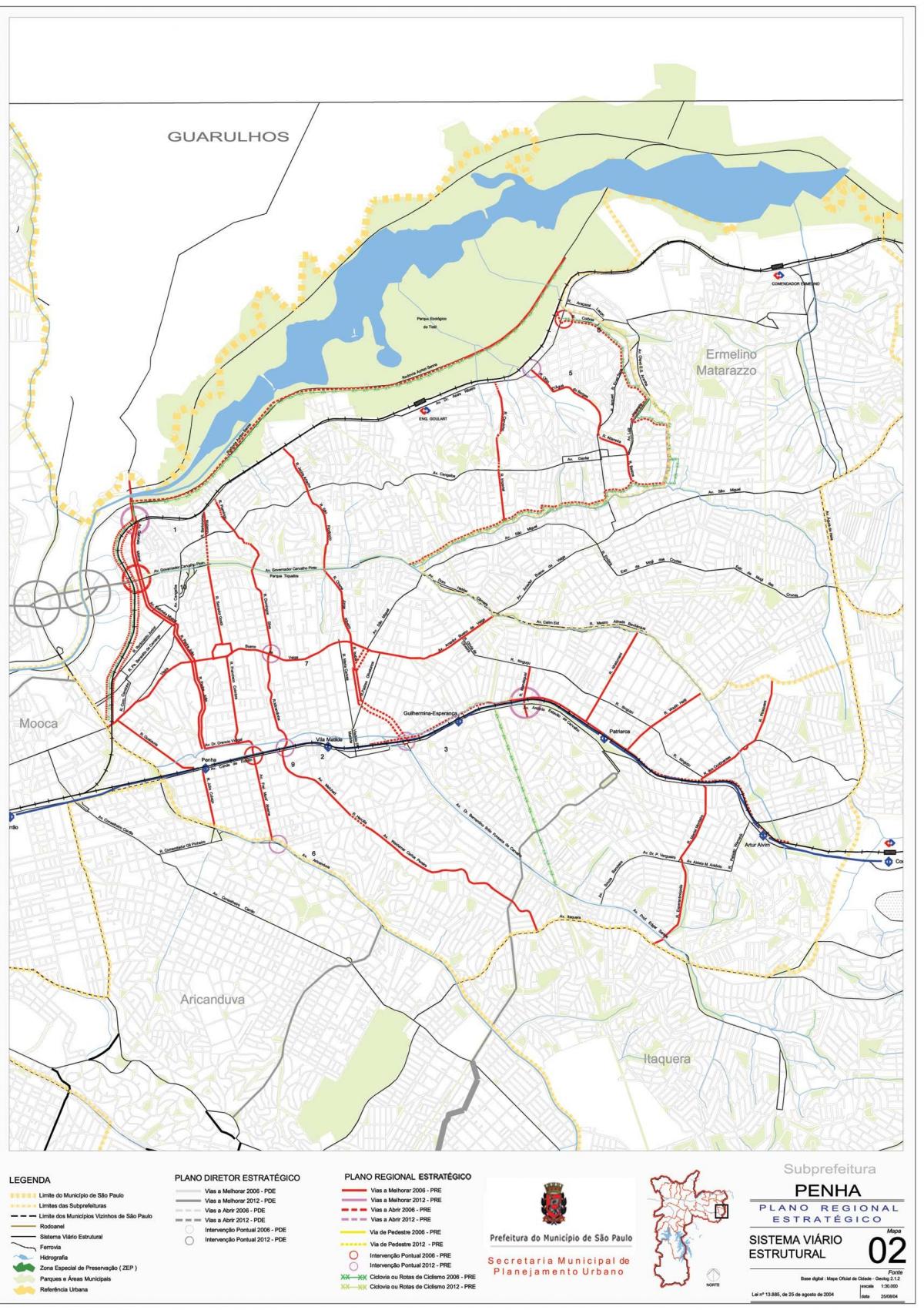 Mapa Penha São Paulo - Silnice