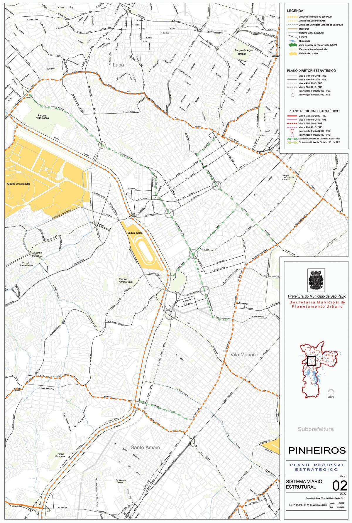 Mapa São Paulo Pinheiros - Silnice