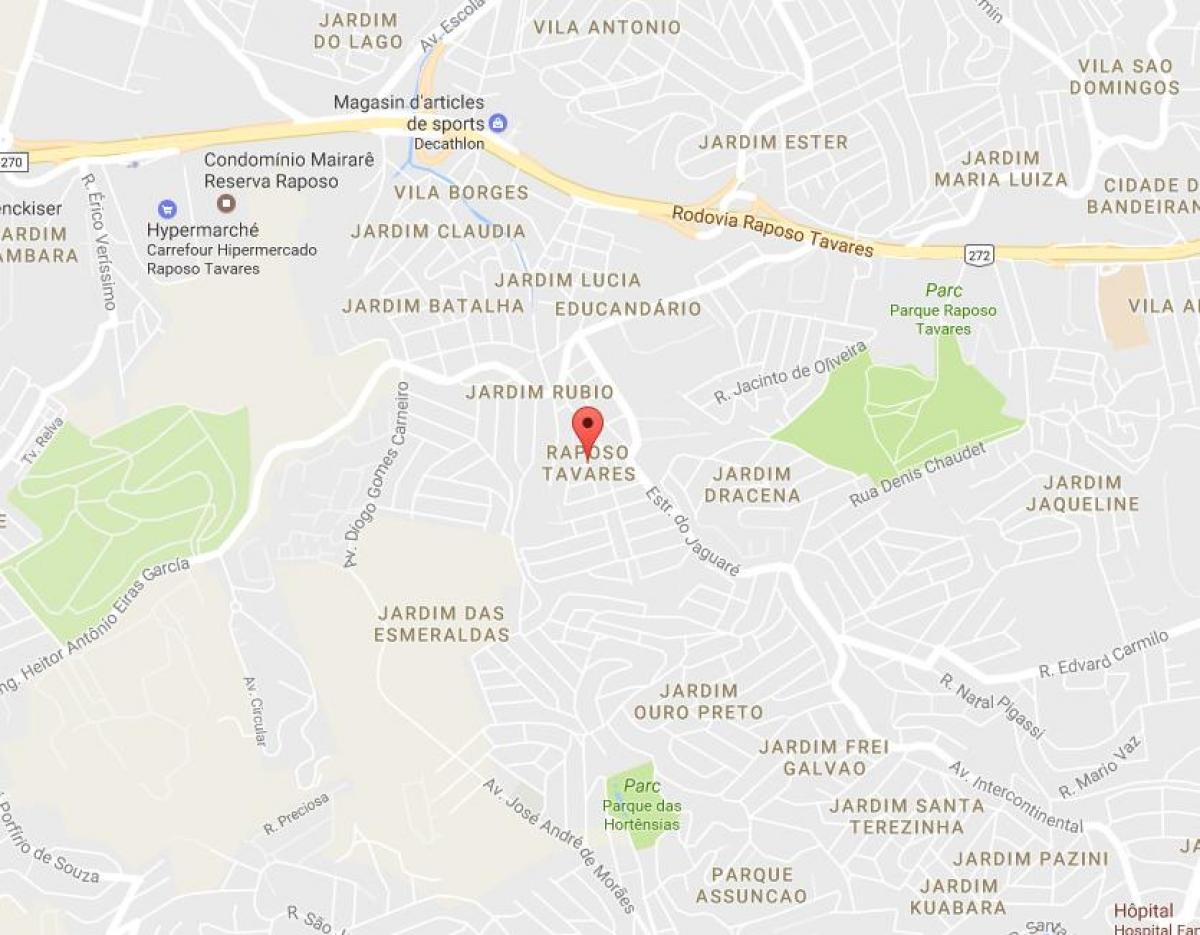 Mapa Raposo Tavares São Paulo