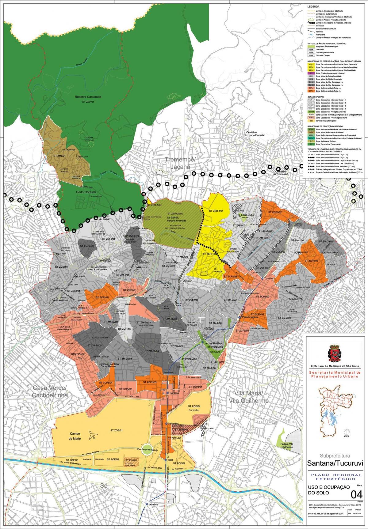 Mapa Santana, São Paulo - zábor půdy