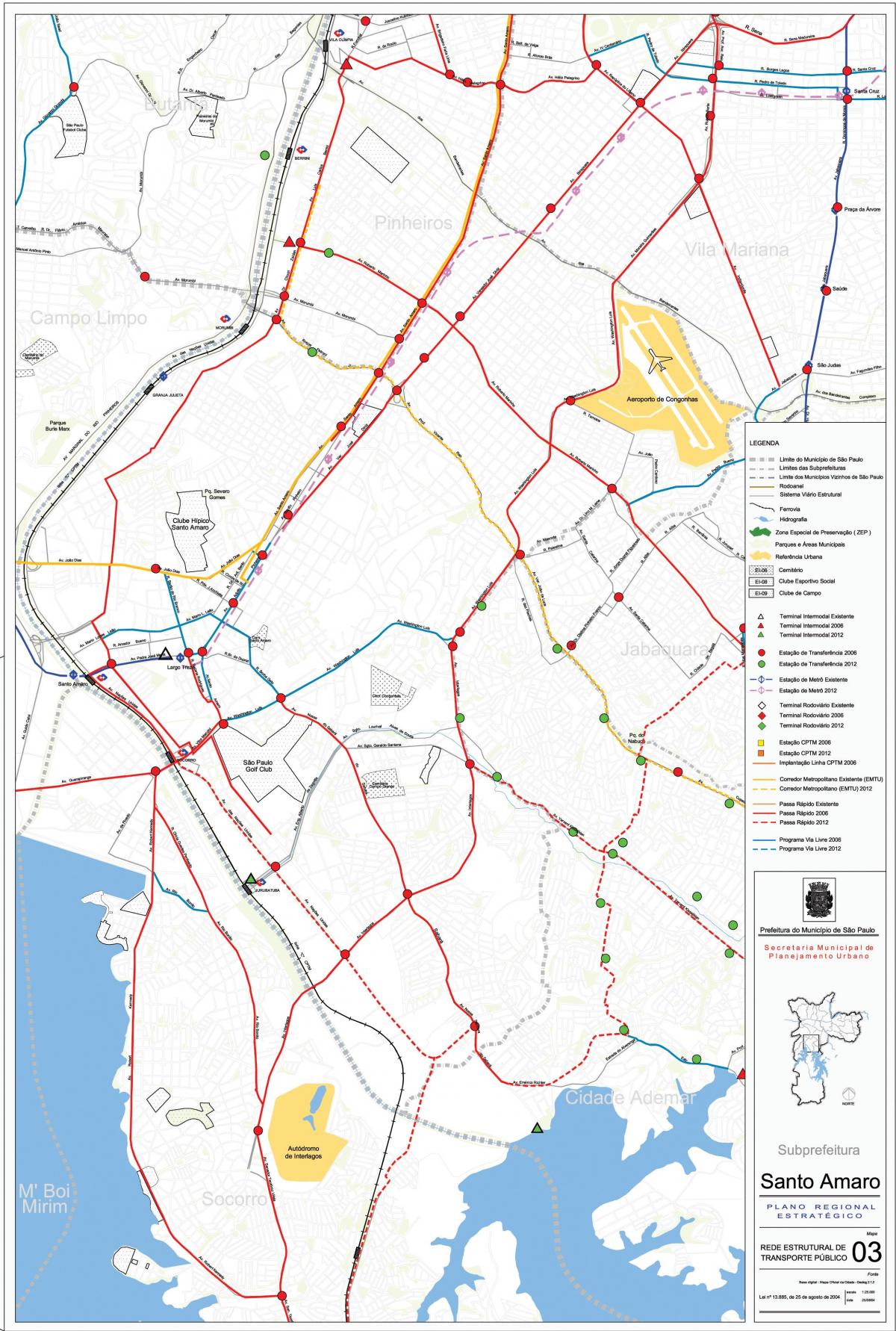 Mapa Santo Amaro São Paulo - Veřejné dopravě