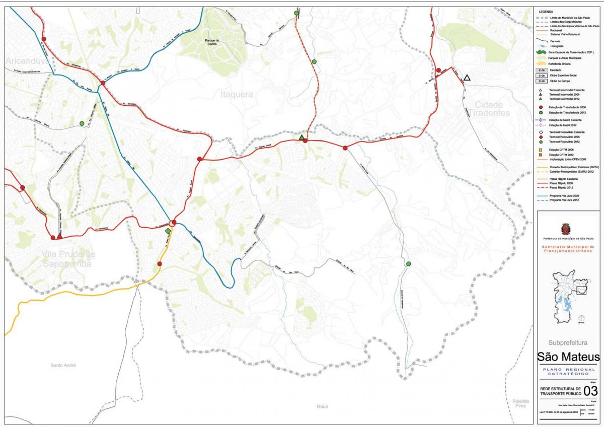 Mapa São Mateus São Paulo - Veřejné dopravě
