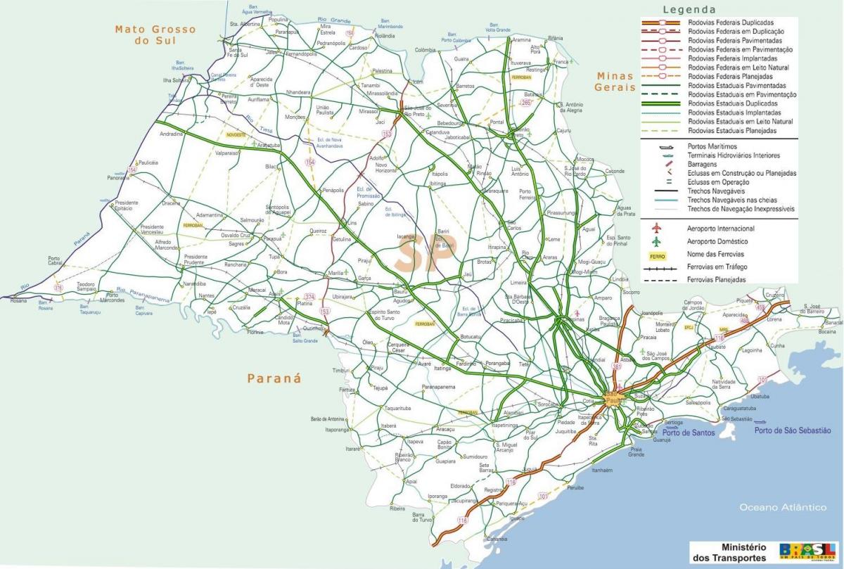Mapa São Paulo dálnic