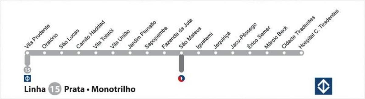 Mapa São Paulo metro - Linka 15 - Stříbrný