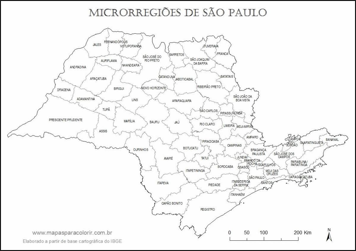 Mapa São Paulo panna - mikro-regionech