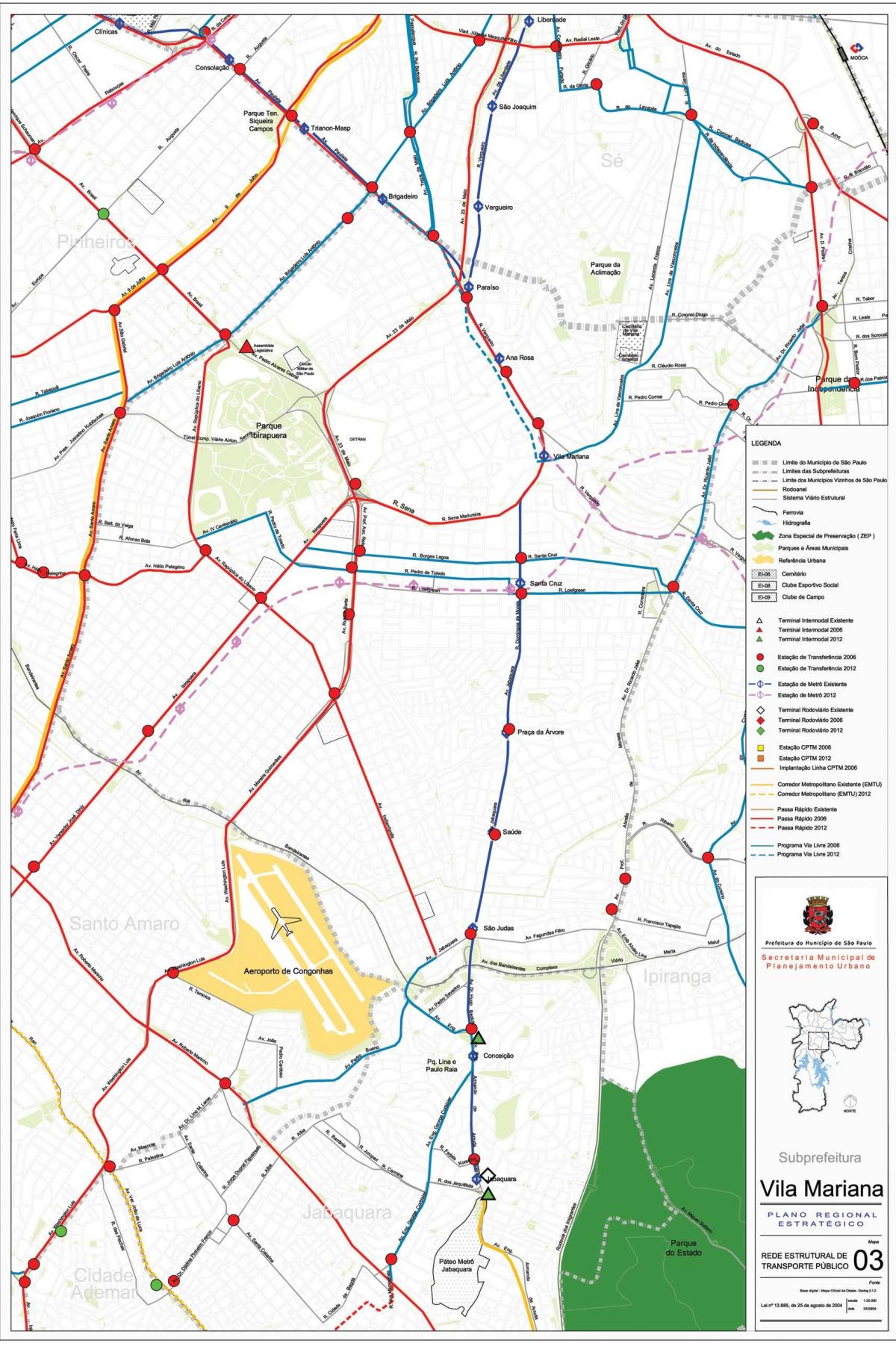 Mapa Vila Mariana, São Paulo - Veřejné dopravě