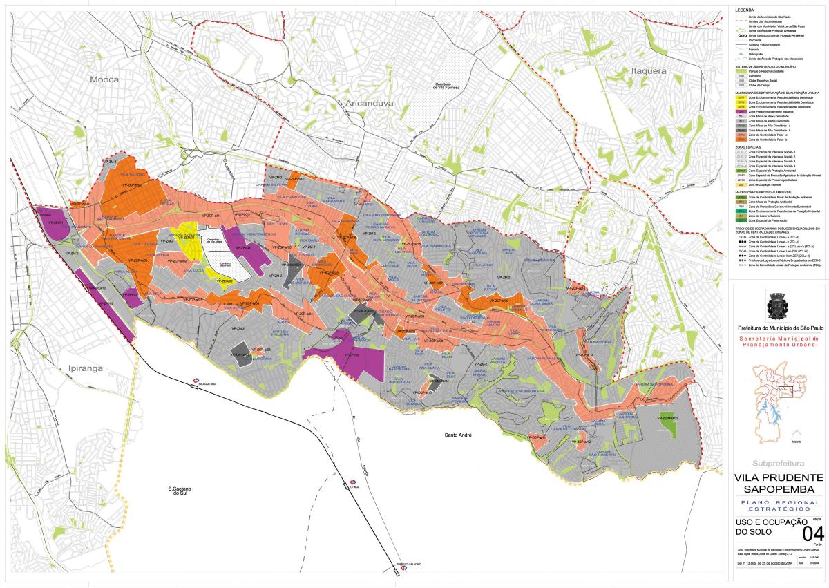 Mapa Vila Prudente São Paulo - zábor půdy