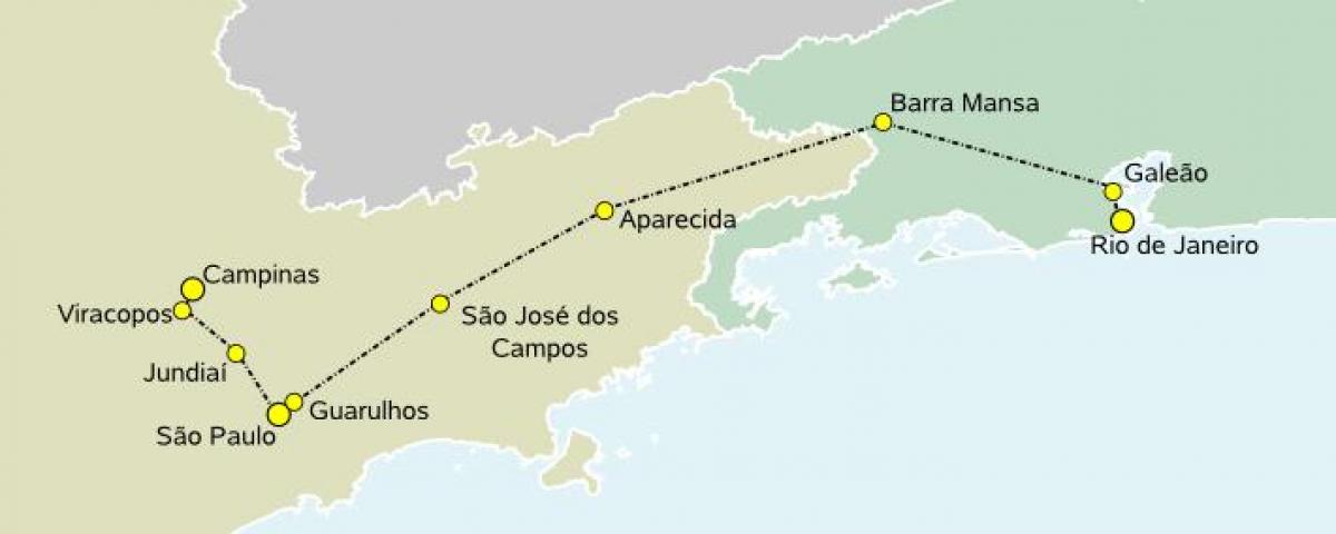 Mapa vysokorychlostní vlak São Paulo