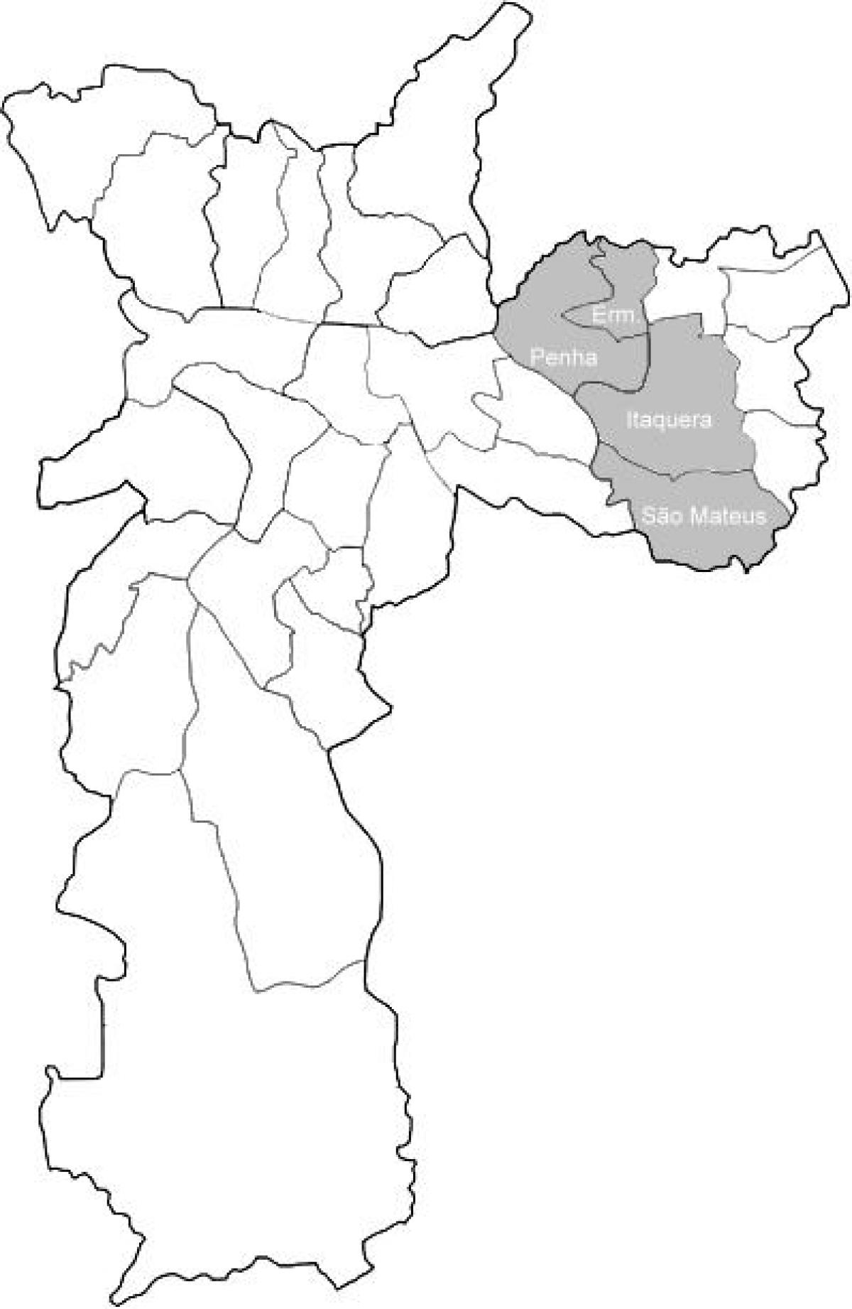 Mapa zóny Leste 1 São Paulo