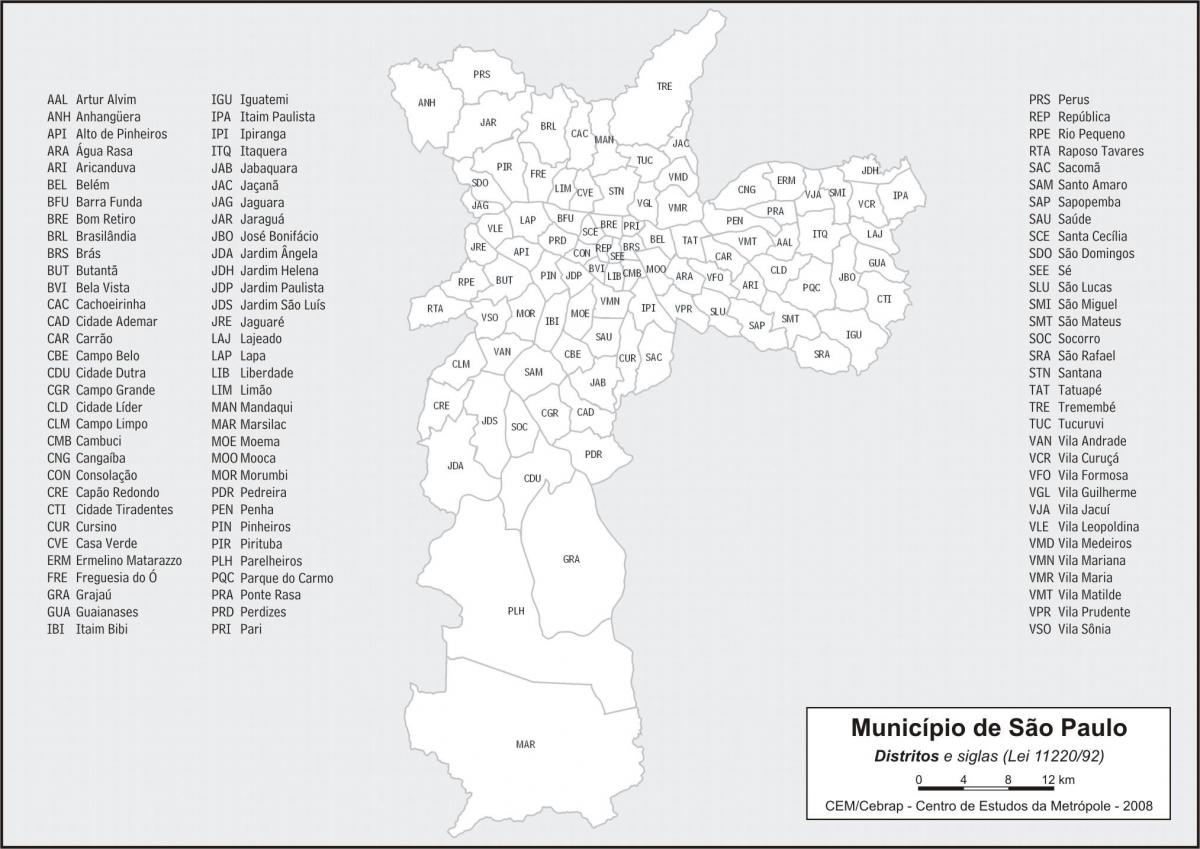 Mapa okresů São Paulo
