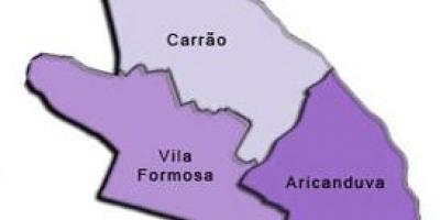 Mapa Aricanduva-Vila Formosa sub-prefektura