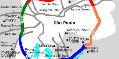 Mapa Mário Covas dálnice - SP 21