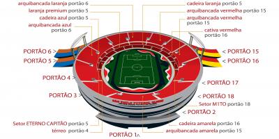 Mapa okolí morumbi v São Paulo stadion