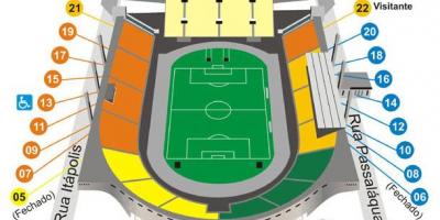 Mapa Pacaembu v Sao Paulo stadionu