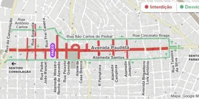 Mapa Paulista avenue v São Paulo