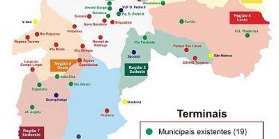 Mapa terminály autobusové São Paulo