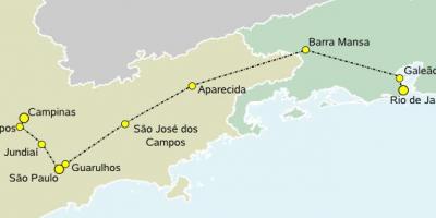 Mapa vysokorychlostní vlak São Paulo