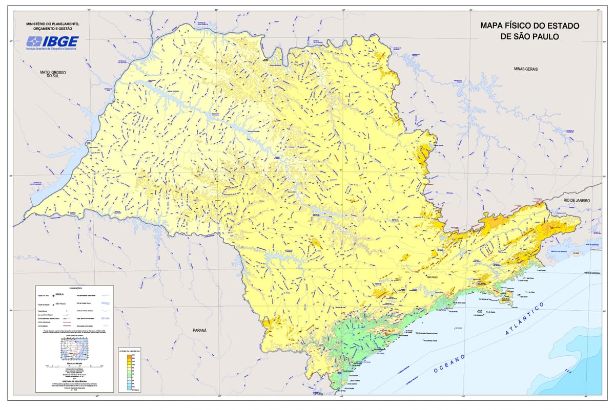 Mapa reliéfu São Paulo