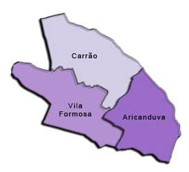 Mapa Aricanduva-Vila Formosa sub-prefektura