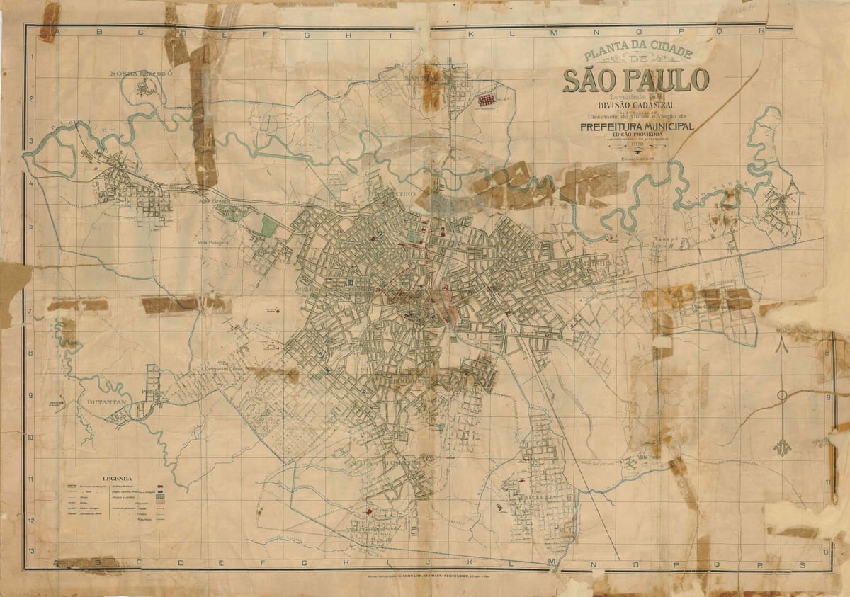 Mapa bývalého São Paulo - 1916