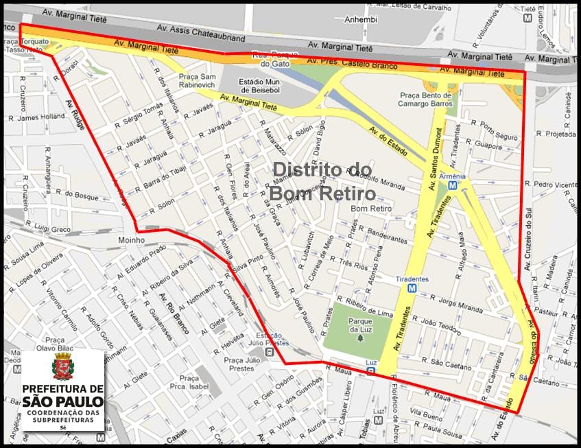 Mapa Bom Retiro v São Paulo