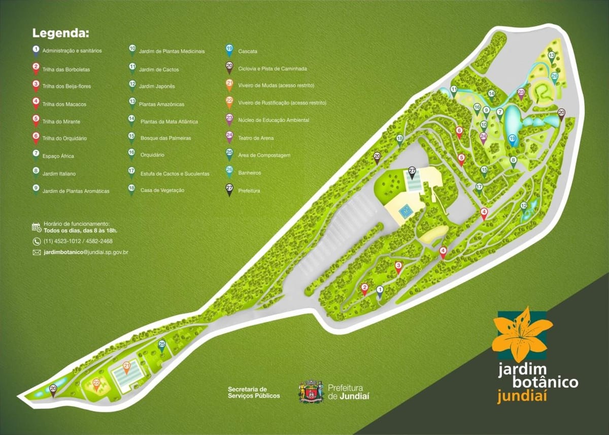 Mapa botanické zahrady Jundiaí