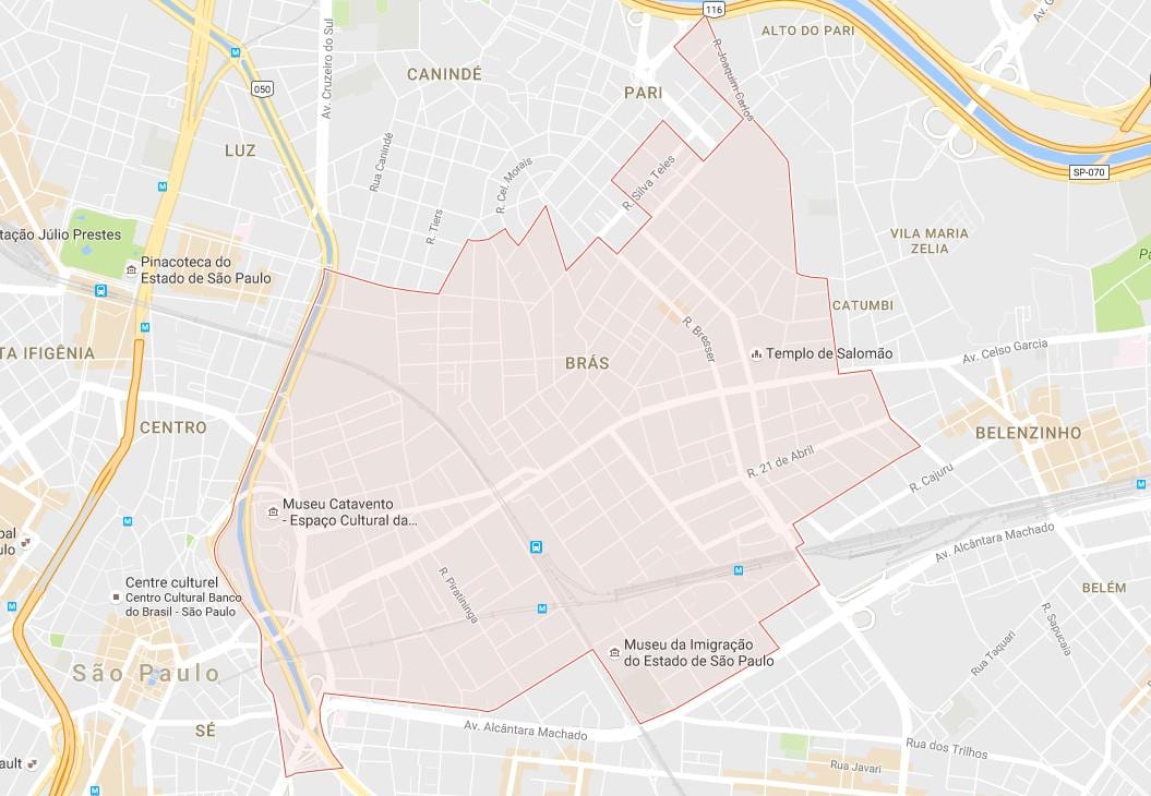 Mapa Brás v São Paulo
