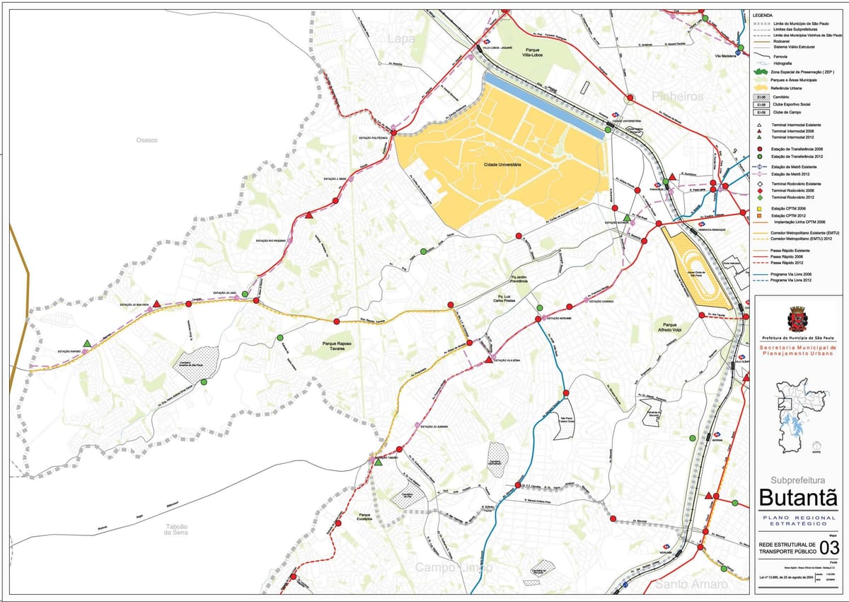 Mapa Butantã São Paulo - Veřejné dopravě