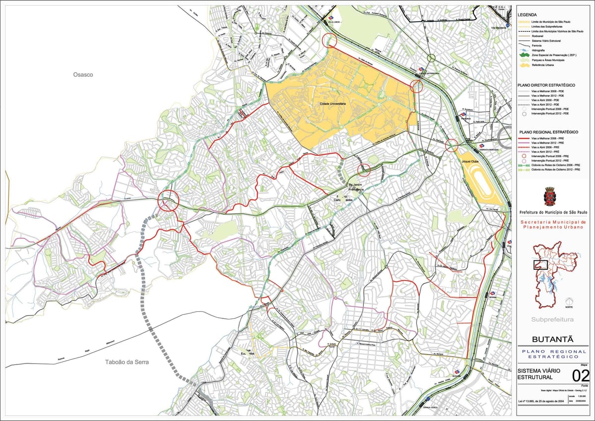 Mapa Butantã São Paulo - Silnice
