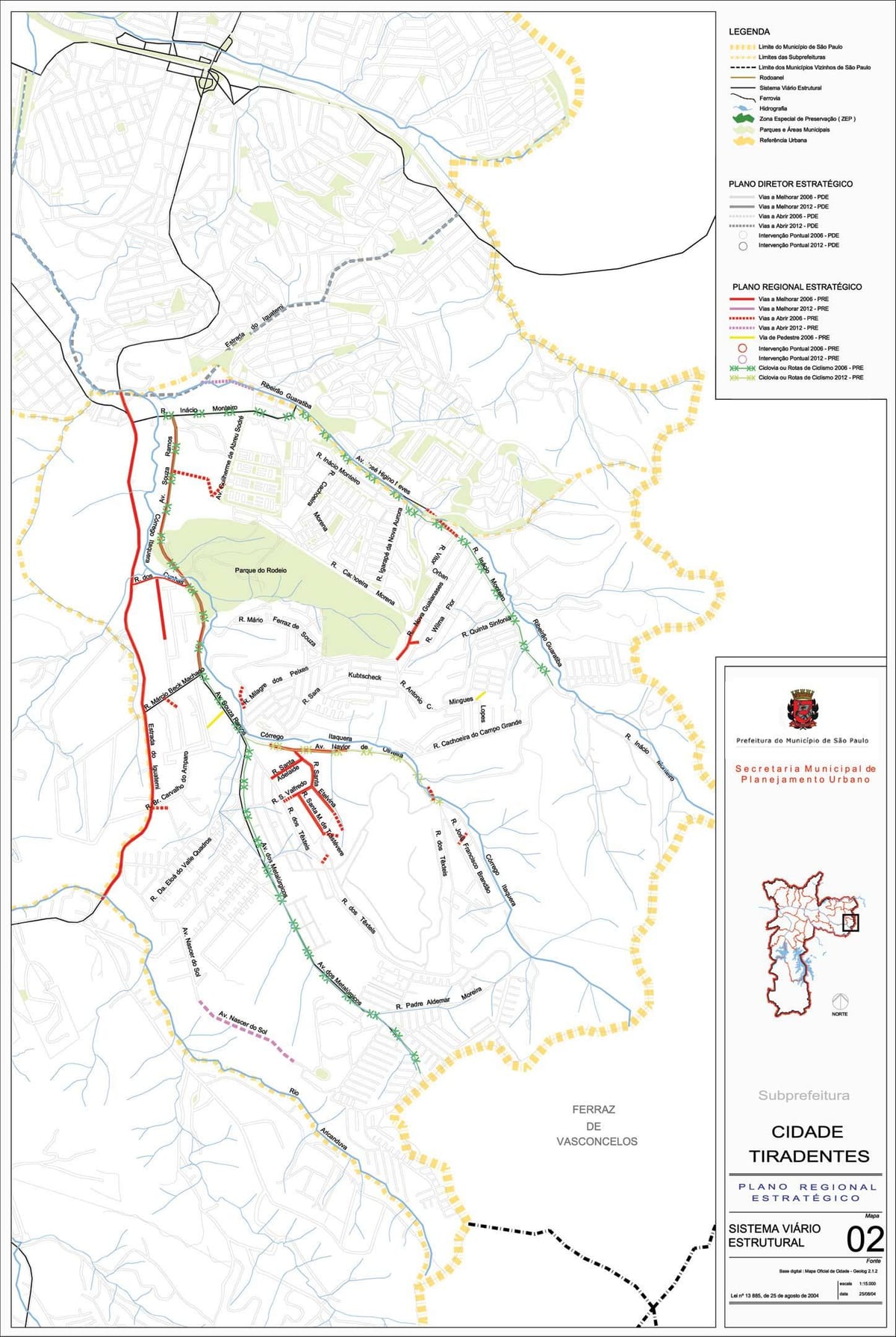 Mapa Cidade Pláže São Paulo - Silnice