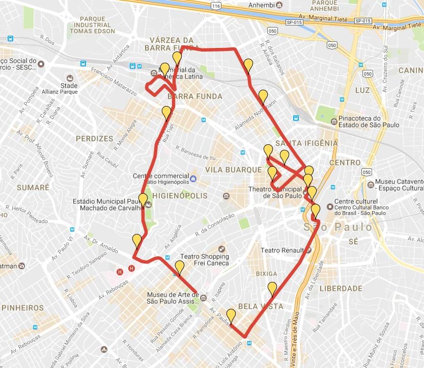 Mapa Corrida Mezinárodní São Silvestre