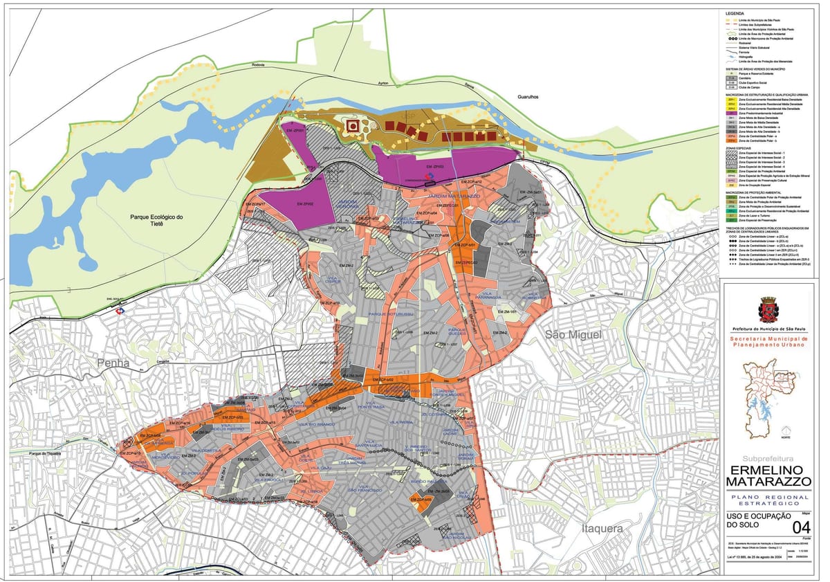 Mapa Ermelino Matarazzo São Paulo - zábor půdy